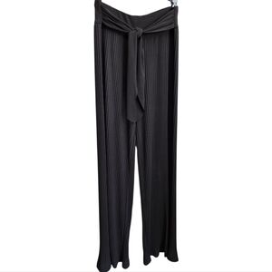 Tribal Elegant Black Pleated Wide Leg Pants, MEDIUM